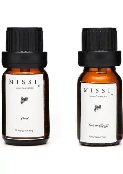 Missi 10 ml 2'li Oud ve Amber Çiçeği Buhurdanlık Esansı Ev Kokusu Seti