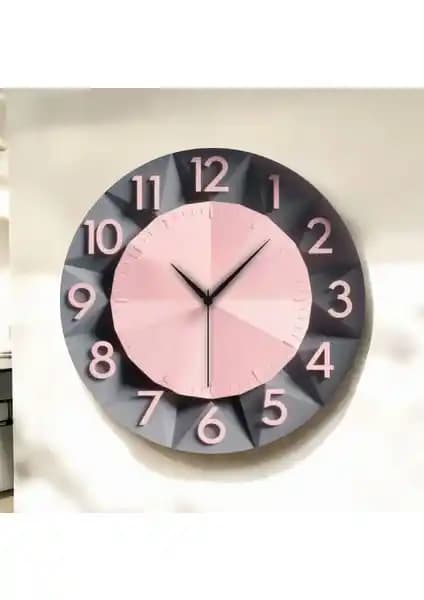 Modern Ahşap Duvar Saati 45cm Renkli Baskı Desenli Sessiz ve Dayanıklı Tasarım