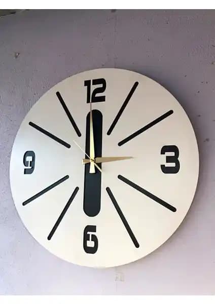 Modern Beyaz Ahşap Duvar Saati Dekorasyon ve Hediye Seçenekleri