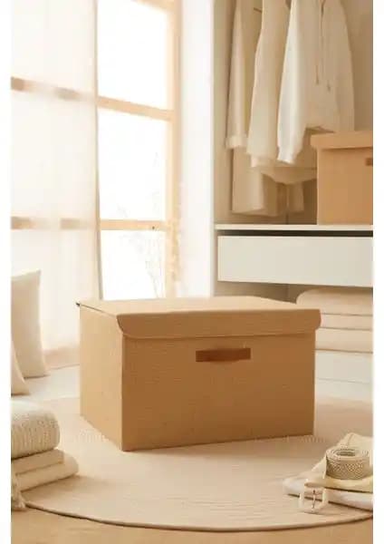 Ocean Home Textile Jüt Kapaklı Dolap İçi Saklama Kutusu Doğal ve Şık Tasarımıyla Çok Amaçlı Kullanım