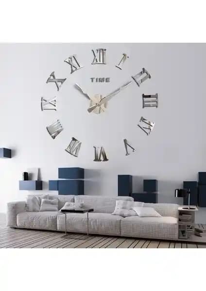 Otantik 3D Dekoratif Büyük Boy Duvar Saati Modern İç Mekan Dekorasyonu İçin Uygun