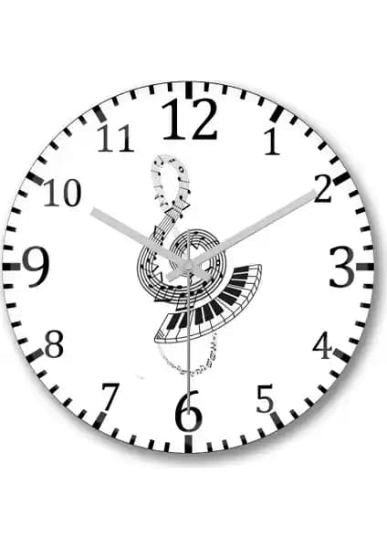 Sanat ve Müzik Temalı Duvar Saati - Piyano ve Nota Tasarımıyla Şık Dekoratif Parça