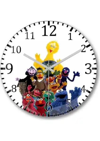 Susam Sokağı Kahramanları Duvar Saati Çocuk Odası ve Eğlence Mekanları İçin Şık Tasarım