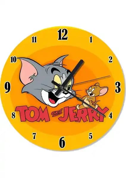Tom ve Jerry Temalı Duvar Saati - Çocuk Odası ve Dekorasyon İçin Uygun