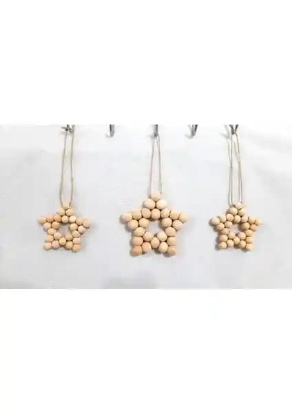 Tsundoku Ahşap Boncuklu Yılz Seti Doğal ve Bohem Tarz Dekoratif Aksesuarlar