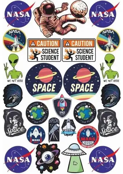 Uzay Temalı Laptop Sticker Seti: Yüksek Kaliteli Dijital Dekorasyon Çözümü