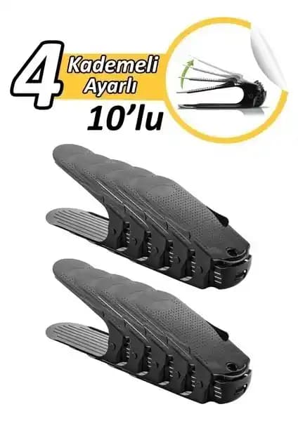 Vienev Ayarlı Siyah Ayakkabı Rampası 10'lu Set ile Ev ve Ofis Düzeninizi Kolaylaştırın