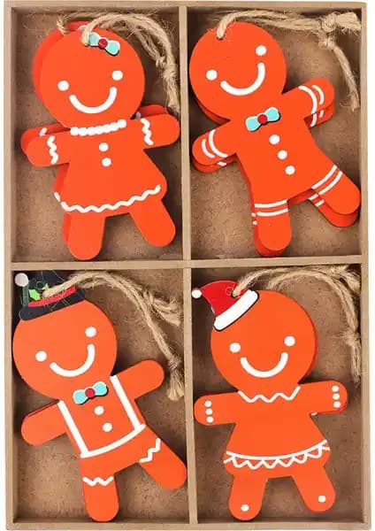 Waldern Pancake Man Yılbaşı Süsü 8'li Set Renkli ve Dayanıklı Dekorasyon Ürünü