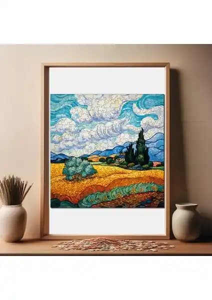 WePuzzleUp Ahşap Puzzle Van Gogh Selvili Buğday Tarlası Dekoratif ve Zorluk Seviyesi Yüksek