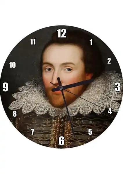 William Shakespeare Portreli Modern Duvar Saati Sanat ve Fonksiyonellik Bir Arada