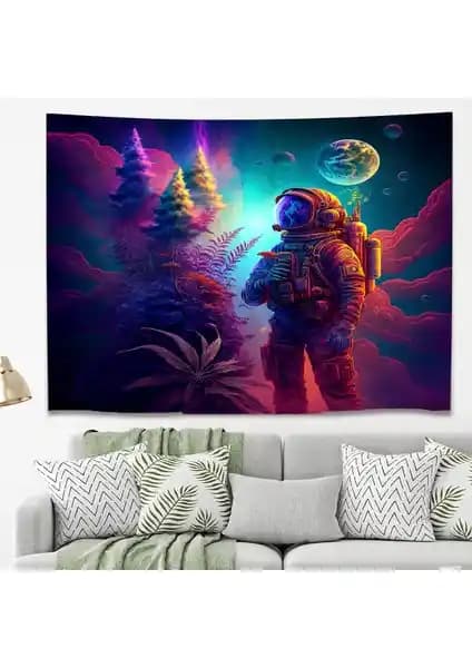 Yeşil Erik Astronot Uzay Duvar Örtüsü Modern Dekorasyon ve Çok Amaçlı Kullanım İmkanıyla