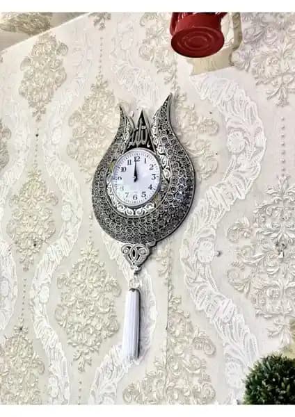Aib Store Esma Ül Hüsna İşlemeli Lüks Duvar Saati Dekorasyon ve Manevi Atmosfer İçin