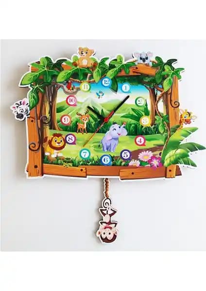 Arya Ahşap Sarkaçlı Anımals Çocuk Odası Saati: Eğlenceli ve Fonksiyonel Dekorasyon Parçası