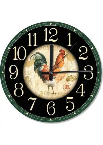 Cakasepetim Kırmızı İbikli Horoz Ahşap Duvar Saati Modern ve Şık Tasarımıyla Dekorasyonunuza Renk Katıyor