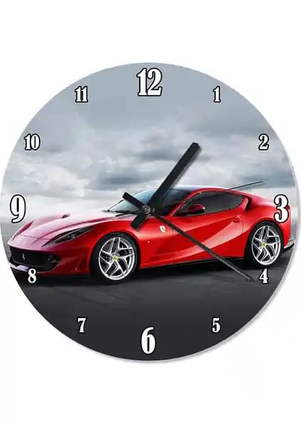 Cakasepetim Tablomega Kırmızı Ferrari 812 Duvar Saati - Modern ve Şık Dekorasyon İçin Uygun
