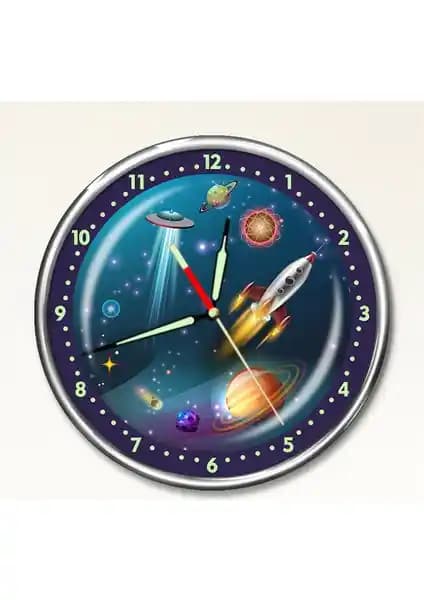 Dekor Loft Premium Gece Parlayan Uzay ve Ufo Çocuk Odası Duvar Saati Özellikleri ve Tasarımı