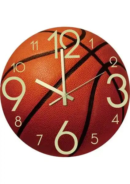 Elaccent F Fityle 30cm Basketbol Topu Görünümlü Modern Duvar Saati Dekoratif ve İşlevsel Tasarım