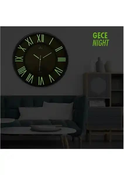 Galaxy Exclusive Siyah Fosforlu Duvar Saati 41 cm ile şık ve fonksiyonel dekorasyon seçeneği