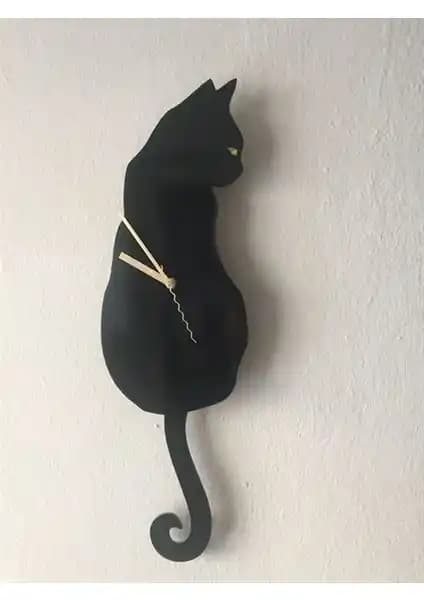 Good Time Siyah Kedi Sallanır Sarkaçlı Duvar Saati: Modern ve Eğlenceli Dekorasyon Parçası
