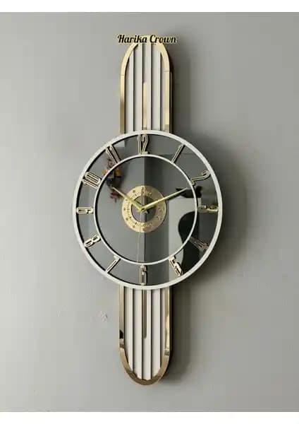 Harika Crown Modern Ahşap ve Aynalı Duvar Saati ile Evinize Şıklık Katın