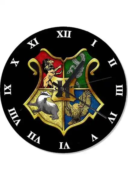 Harry Potter Amblemi Retro Duvar Saati Evinize Büyülü ve Şık Bir Dokunuş Katar