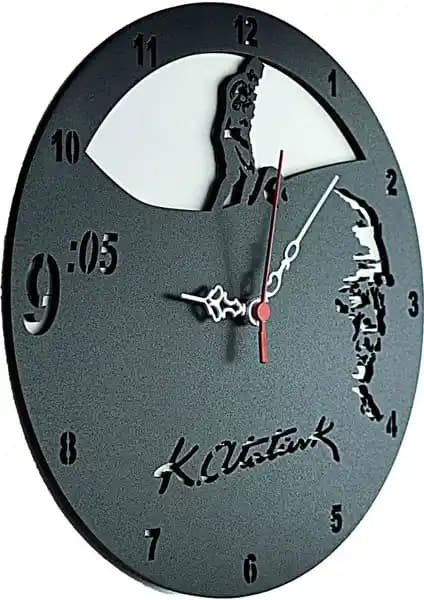 Kayra Tasarım Ahşap Duvar Saati Atatürk Kocatepe Temasıyla Evinize Şıklık Katın