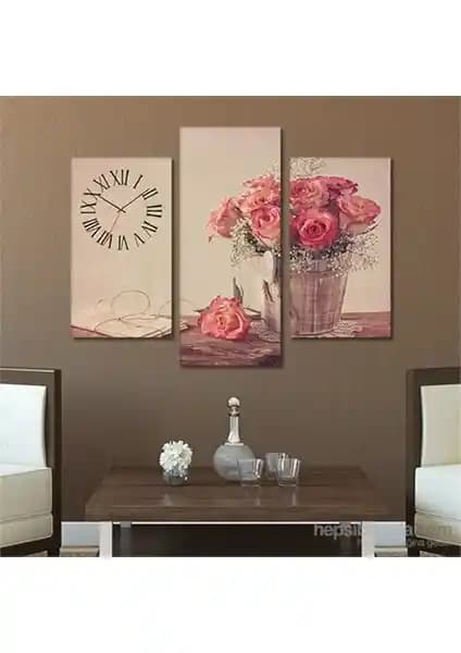 Letters And Roses Tablo Saat: Estetik ve Dayanıklı Modern Duvar Dekoru Ürünü