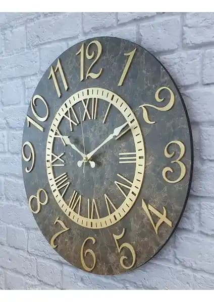 Markakanvas Mermer Desenli Altın Rakamlı Duvar Saati: Şık ve Fonksiyonel Tasarım