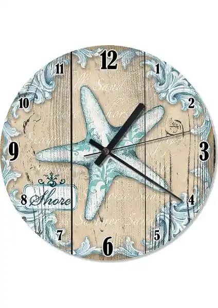Mavi Deniz Yıldızı Dekoratif Duvar Saati: Estetik ve Fonksiyonellik Bir Arada