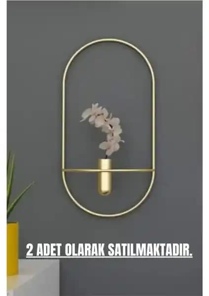 MetaQuartz Gold Oval Çiçeklikler Modern ve Şık Metal Duvar Dekorasyonu Aksesuarı