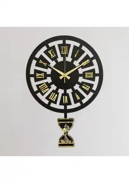 Modern Zaman Altın Detaylı Sarkanır Sarkaçlı Duvar Saati Dekorasyon İçin Uygun