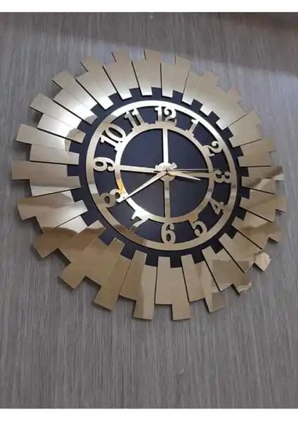 Nisanest Modern Kabartmalı 3D Güneş Motifli Dekoratif Duvar Saati 50x50 cm