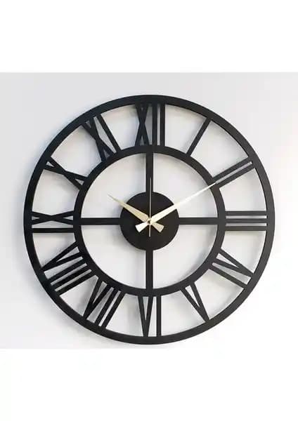 Otantik Siyah Ahşap MDF Dekoratif Duvar Saati, Modern ve Klasik Tarzlara Uyum Sağlayan Şık Tasarım