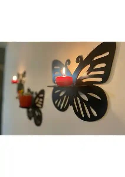 Ümra Lazer Yazı Dekoratif Duvar Süsü Kelebek Raf 3 Lü Set Modern ve Şık Tasarım