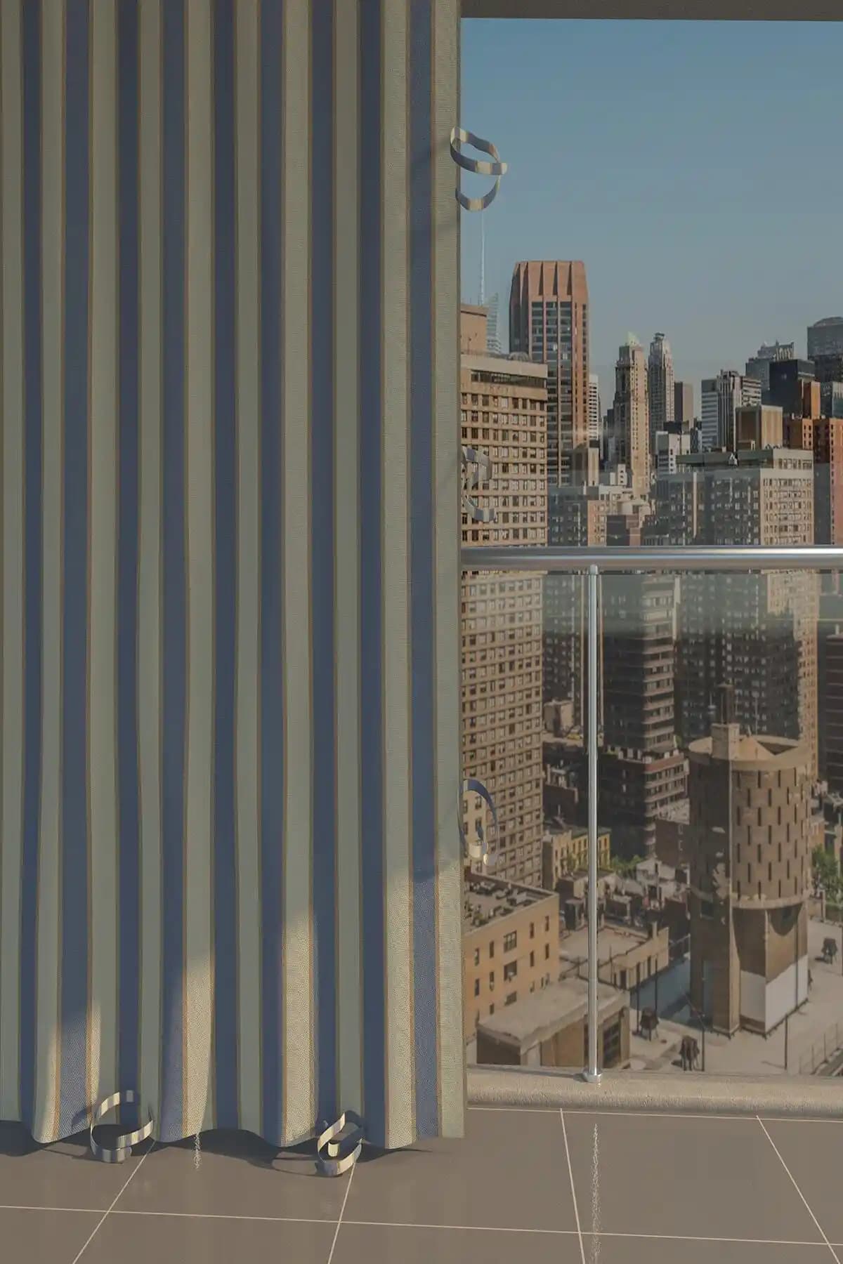 Basic Creation Balkon Perdesi 1.sınıf Kalın Kumaş Gri-Krem: Dayanıklı ve Estetik Koruma