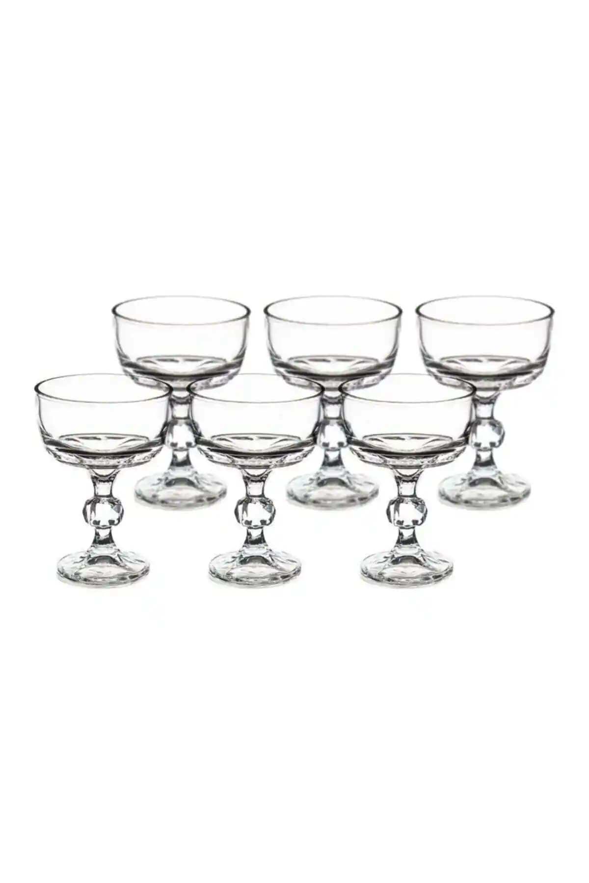 Crystalita Magnolia Cup Tatlı ve Dondurma Kasesi 6'lı 250 ml Şeffaf ve Beyaz