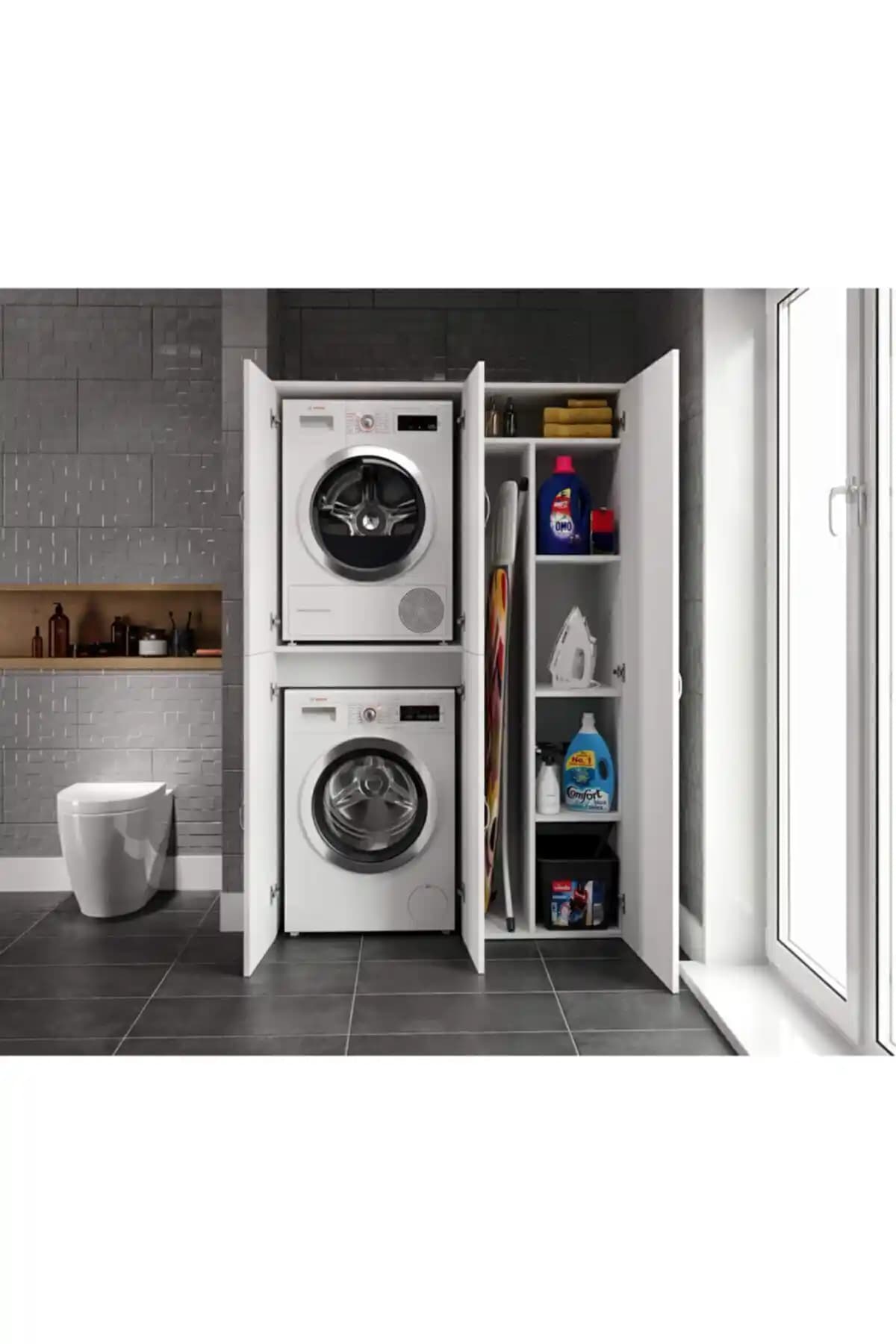 De Mobilya Çok Amaçlı Çamaşır ve Kurutma Makinesi Dolabı: Fonksiyonel ve Modern Tasarım