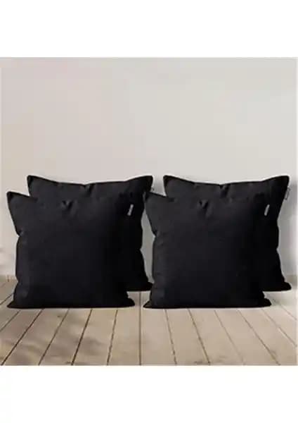 Goccia 4'lü Kadife Dokulu Siyah Kırlent Kılıfı: Şıklık ve Konforun Buluşması