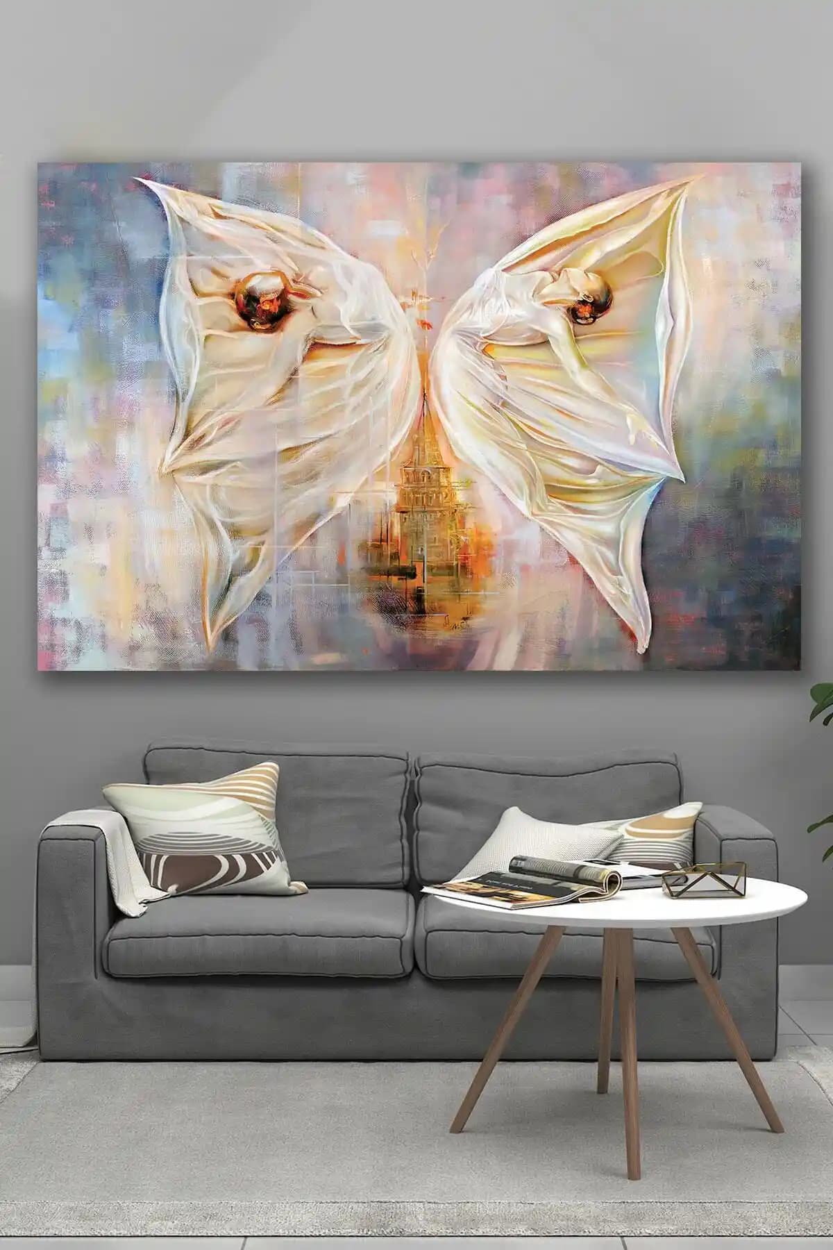 Hediyeler Kapında 90x130 Kelebek ve Sanat Kanvas Tablo - Modern ve Dayanıklı Dekorasyon