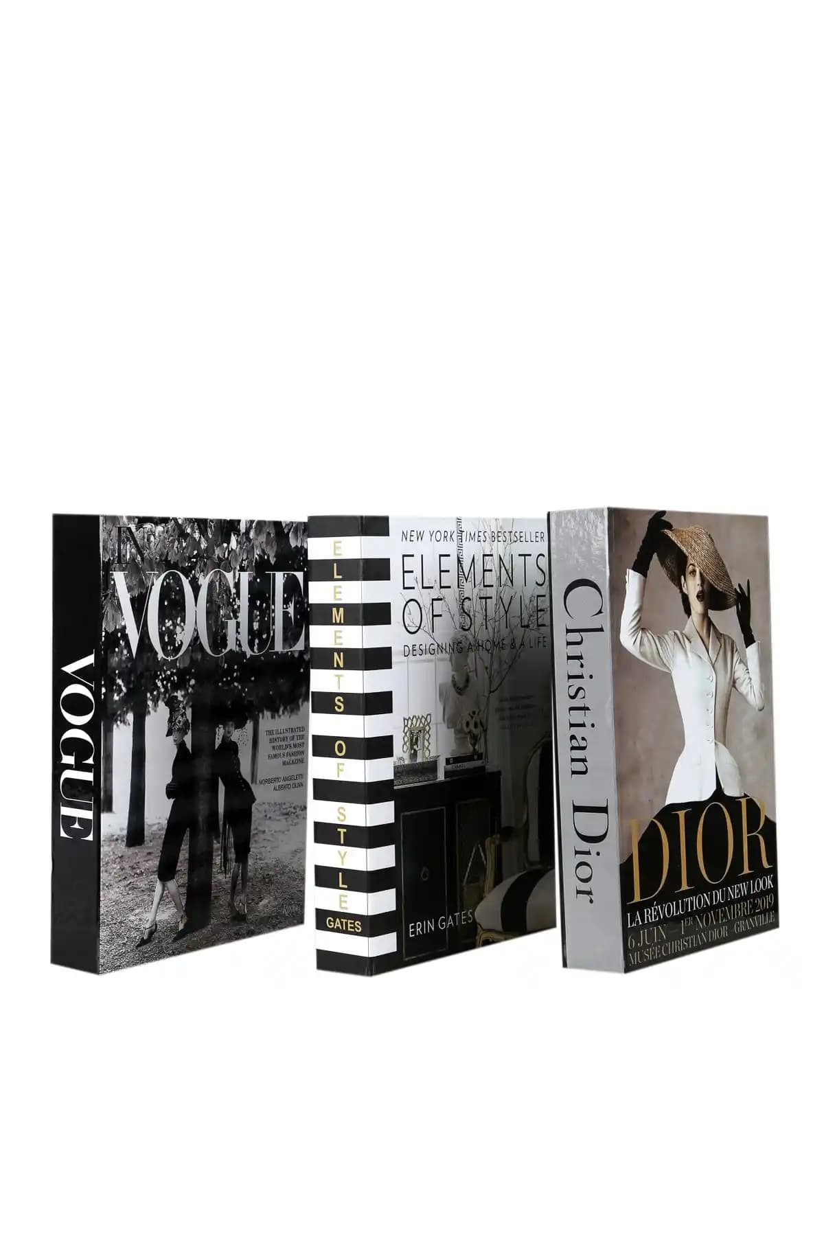 İrayhomedecor 3'lü Element, Vintage ve Şapka Tasarımlı Dekoratif Kitap Kutuları