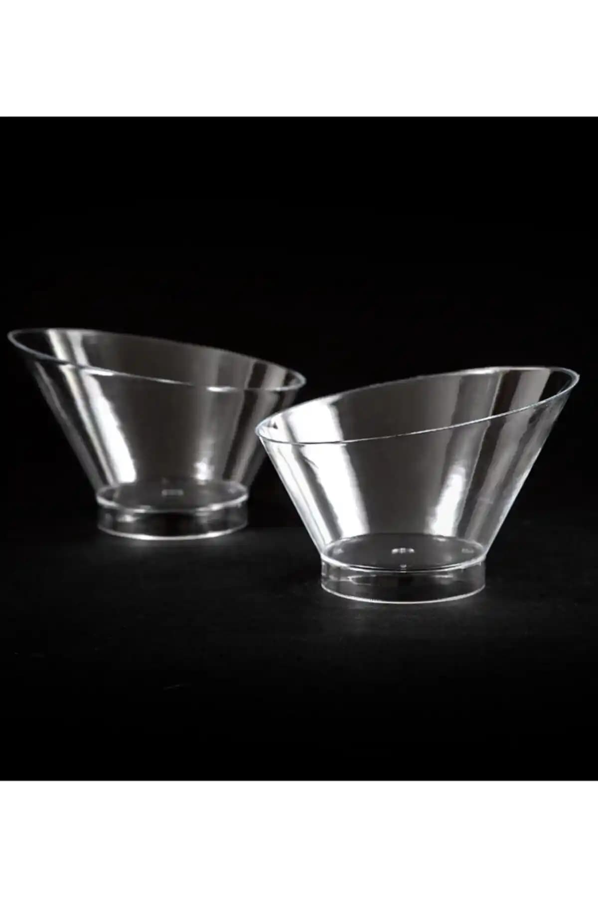 Kristal Plastik Oval Tatlı Kabı Kasesi 220cc 15 Adet - Şeffaf ve Dayanıklı Tasarım