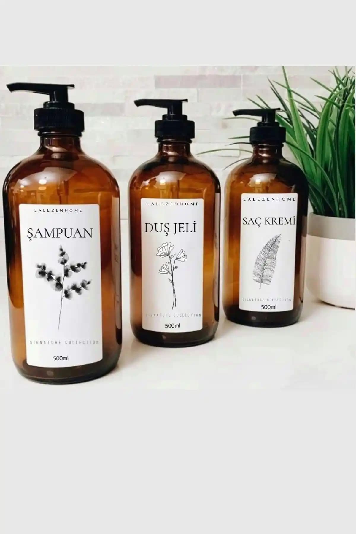 LALEZEN HOME 3'lü Amber Çiçekli Şampuan, Duş Jeli ve Saç Kremi Seti - Estetik ve Fonksiyonel Bakım
