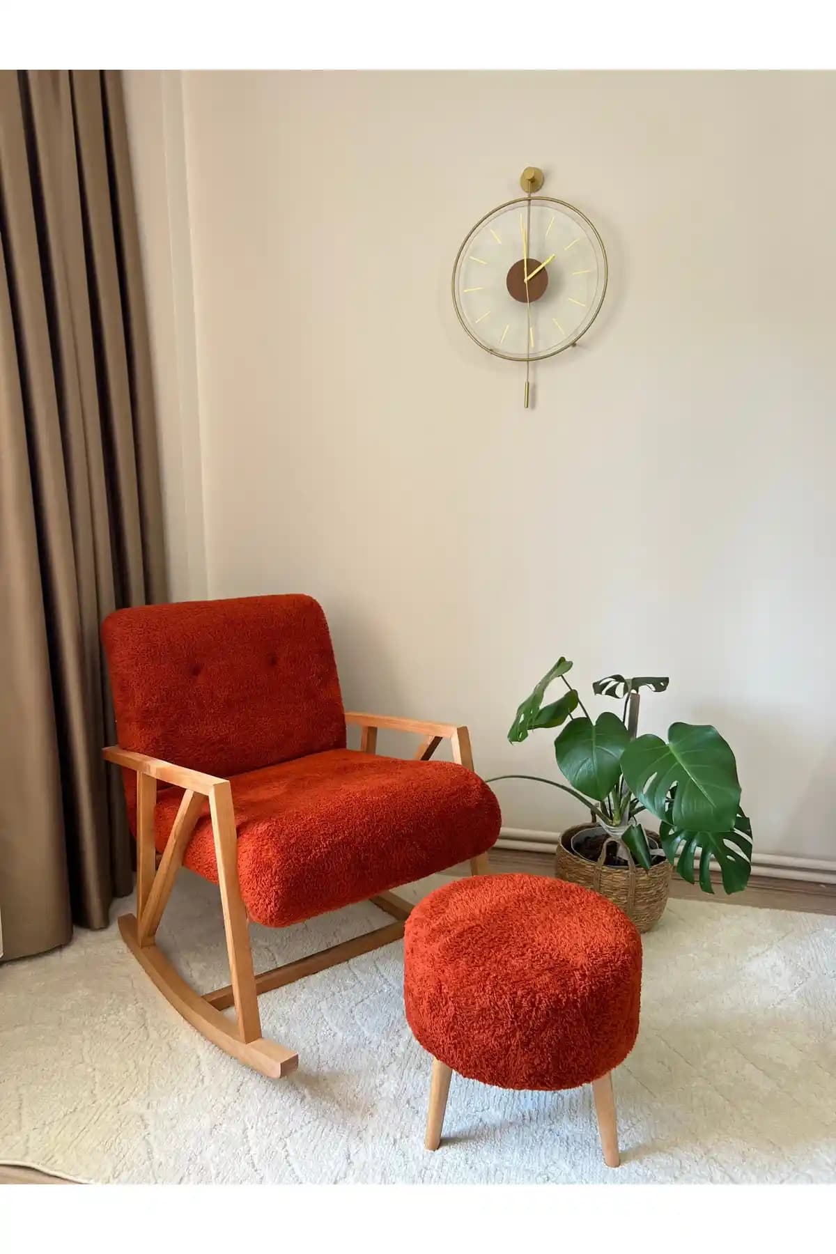 Öz Kısmet Mobilya 1990'dan Beri Sallanan Ahşap Berjer Koltuk Puf ve Minder Hediyeli