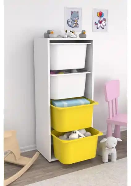 Pratico 4 Derin Sepetli Çok Amaçlı Oyuncak Dolabı - Fonksiyonel ve Dayanıklı Tasarım