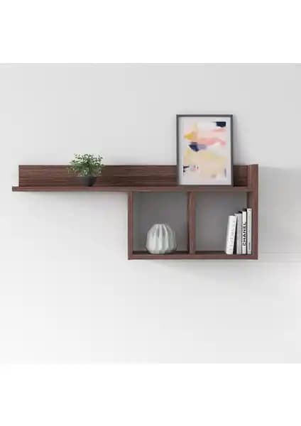 Ruum Store Dia Bölmeli Duvar Rafı Kitaplık Ceviz - Modern Tasarım ve Fonksiyonellik