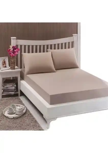 Şanlı Tek Kişilik Penye Lastikli Çarşaf 100x200 cm Sütlü Kahve Konforlu Uyku
