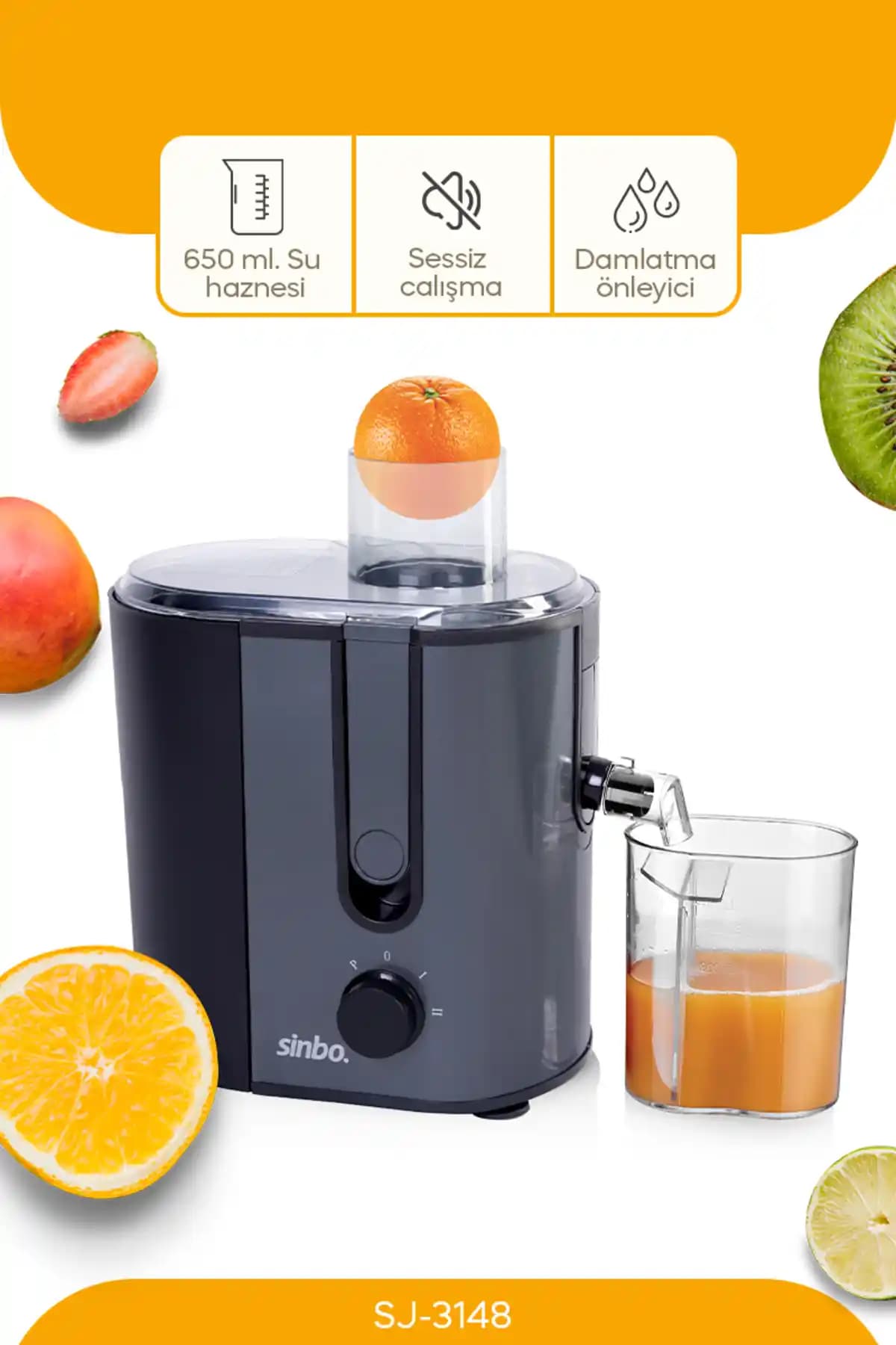 Sinbo SJ-3148 Katı Meyve Sıkacağı: Kompakt Tasarım ve Güçlü Performansla Doğal Meyve Suyu