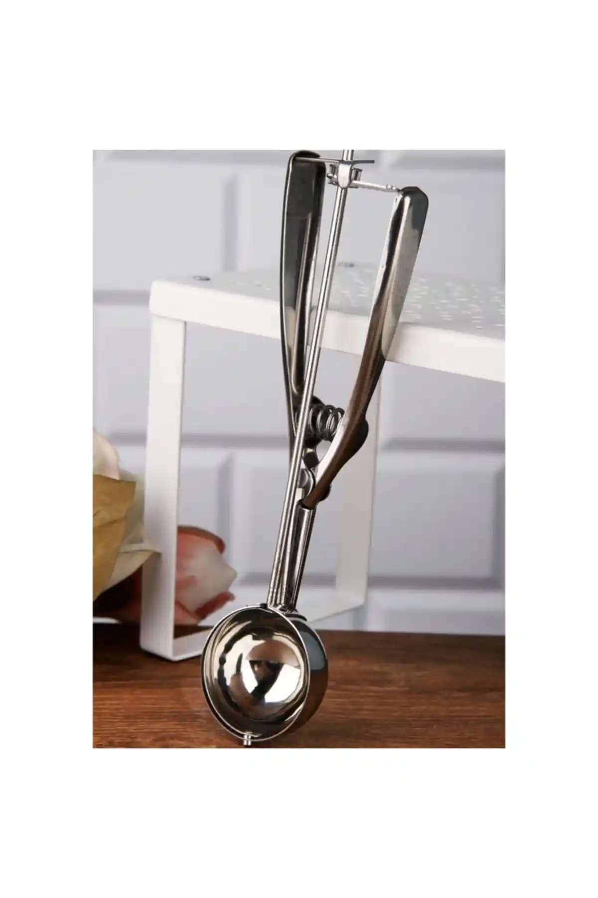 Trouvaille Gri Çelik Dondurma ve Kurabiye Kaşığı - Dayanıklı ve Estetik Tek Kişilik Set