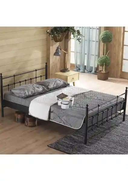 Unimet Lalas Çift Kişilik Ferforje Metal Karyola Siyah - Dayanıklı ve Modern Tasarım