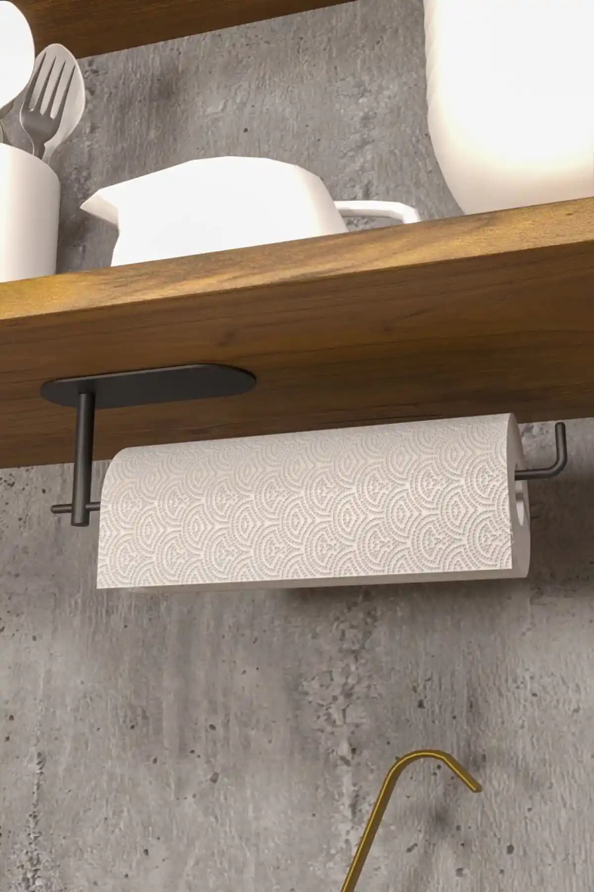 Zift Unique Paslanmaz Çelik Siyah Kağıt Havlu Askılığı - Dayanıklı ve Şık Tasarım